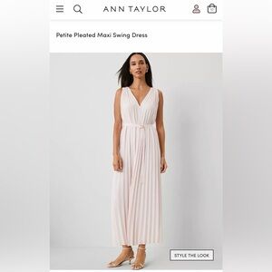 Ann Taylor Soft Pink Pleated Maxi Dress NWT